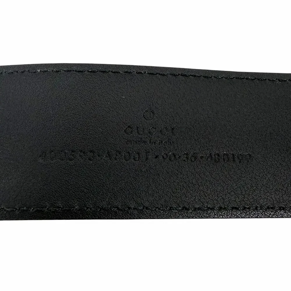 Gucci GG Logo Marmont Wide Leather Belt Black Gold Buckle Size 90/36
